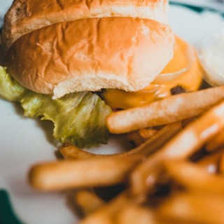 Burger and chips